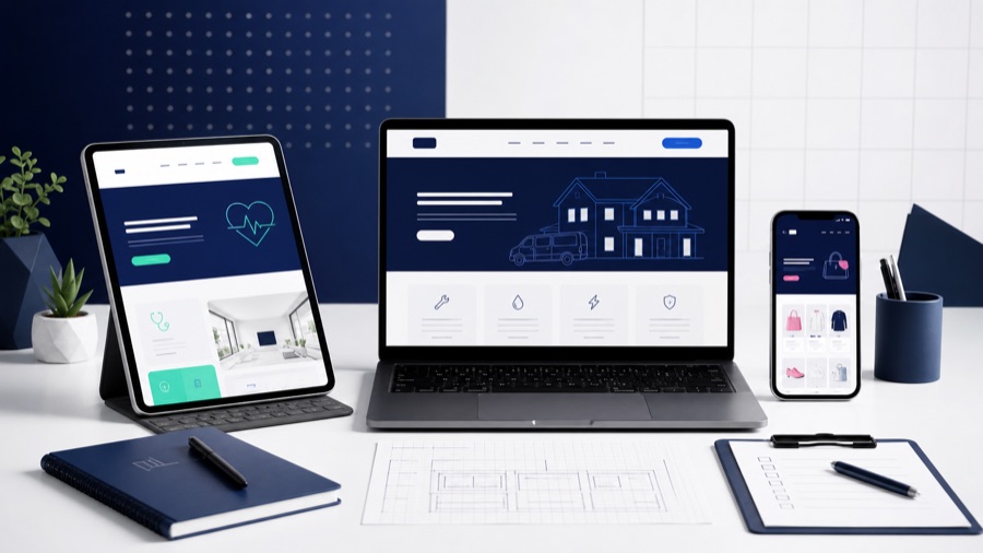 Responsive Website-Mockups für Dienstleister, Praxis und lokalen Handel